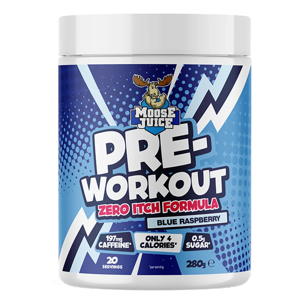 Muscle Moose Pre-Workout - Zero Itch Formula 280g Blue Raspberry